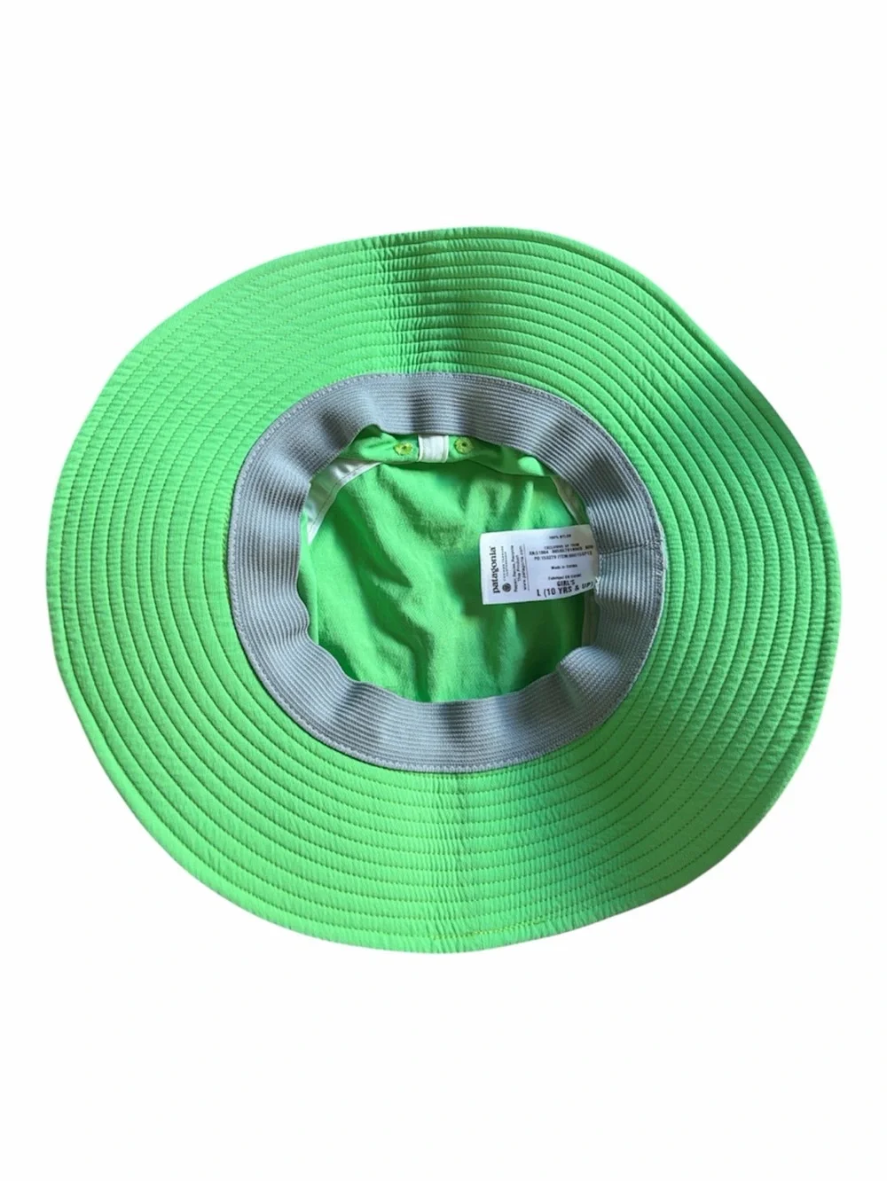 Patagonia Kids Sun Hat in Neon Green with White Trim